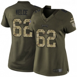 Womens Nike Philadelphia Eagles 62 Jason Kelce Elite Green Salute to Service NFL Jersey