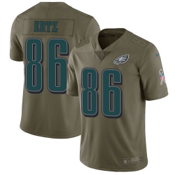 Youth Nike Eagles #86 Zach Ertz Olive Stitched NFL Limited 2017 Salute to Service Jersey