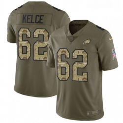 Youth Nike Philadelphia Eagles 62 Jason Kelce Limited OliveCamo 2017 Salute to Service NFL Jersey