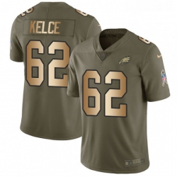 Youth Nike Philadelphia Eagles 62 Jason Kelce Limited OliveGold 2017 Salute to Service NFL Jersey