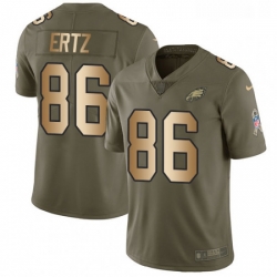 Youth Nike Philadelphia Eagles 86 Zach Ertz Limited OliveGold 2017 Salute to Service NFL Jersey