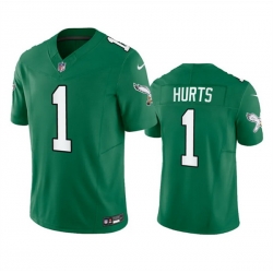 Youth Philadelphia Eagles 1 Jalen Hurts Green 2023 F U S E  Stitched Football Jersey