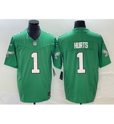 Youth Philadelphia Eagles #1 Jalen Hurts Green 2023 FUSE Vapor Limited Throwback Stitched Jersey