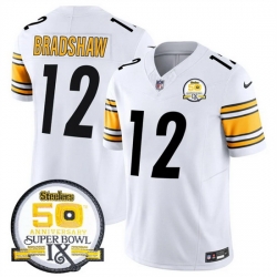 Men Pittsburgh Steelers 12 Terry Bradshaw White 2024 F U S E 50th Anniversary Of Super Bowl IX Alternate Vapor Untouchable Limited Stitched Jersey