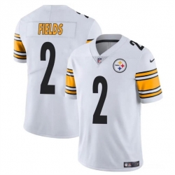 Men Pittsburgh Steelers 2 Justin Fields White Vapor Untouchable Limited Stitched Jersey