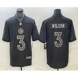 Men Pittsburgh Steelers 3 Russell Wilson Black Reflective Limited Stitched Football Jersey