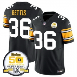 Men Pittsburgh Steelers 36 Jerome Bettis Black 2024 F U S E 50th Anniversary Of Super Bowl IX Vapor Untouchable Limited Stitched Jersey