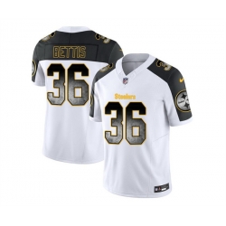 Men Pittsburgh Steelers 36 Jerome Bettis White Black 2023 F U S E  Smoke Vapor Untouchable Limited Stitched Jersey