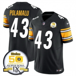 Men Pittsburgh Steelers 43 Troy Polamalu Black 2024 F U S E 50th Anniversary Of Super Bowl IX Alternate Vapor Untouchable Limited Stitched Jersey