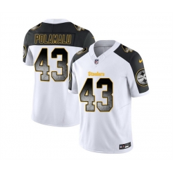 Men Pittsburgh Steelers 43 Troy Polamalu White Black 2023 F U S E  Smoke Vapor Untouchable Limited Stitched Jersey