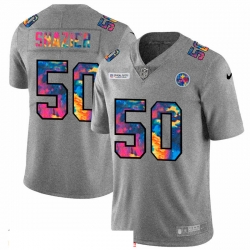 Men Pittsburgh Steelers 50 Ryan Shazier Men Nike Multi Color 2020 NFL Crucial Catch NFL Jersey Greyheather