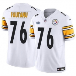 Men Pittsburgh Steelers 76 Troy Fautanu White 2024 With Dradt Patch F U S E  Vapor Untouchable Limited Stitched Jersey