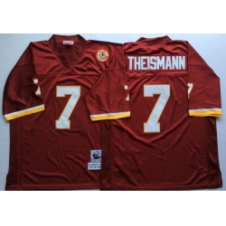 Men Redskins 7 Joe Theismann Red M&N Throwback Jersey