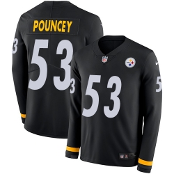 Men Steelers #53 Maurkice Pouncey Black Team Color Men Stitched NFL Limited Therma Long Sleeve Jersey