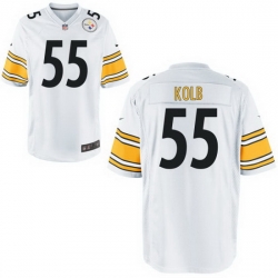 Men Steelers #55 John kolb White Home Game Stitched Jersey