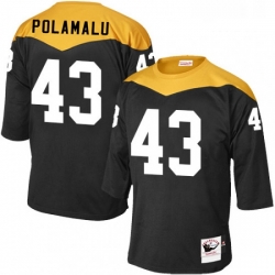 Mens Mitchell and Ness Pittsburgh Steelers 43 Troy Polamalu Elite Black 1967 Home Throwback NFL Jersey