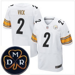 Men's Nike Pittsburgh Steelers #2 Michael Vick White NFL Elite MDR Dan Rooney Patch Jersey