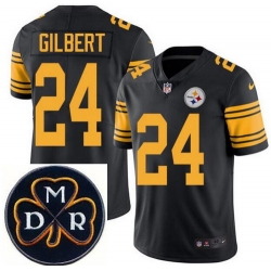 Men's Nike Pittsburgh Steelers #24 Justin Gilbert Elite Black Rush NFL MDR Dan Rooney Patch Jersey