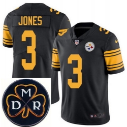 Men's Nike Pittsburgh Steelers #3 Landry Jones Elite Black Rush NFL MDR Dan Rooney Patch Jersey