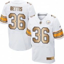 Mens Nike Pittsburgh Steelers 36 Jerome Bettis Elite WhiteGold NFL Jersey