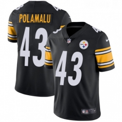 Mens Nike Pittsburgh Steelers 43 Troy Polamalu Black Team Color Vapor Untouchable Limited Player NFL Jersey