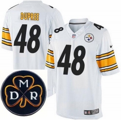 Men's Nike Pittsburgh Steelers #48 Bud Dupree Elite White NFL MDR Dan Rooney Patch Jersey