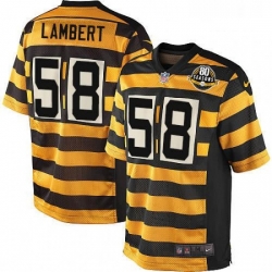 Mens Nike Pittsburgh Steelers 58 Jack Lambert Elite YellowBlack Alternate 80TH Anniversary Throwback NFL Jersey