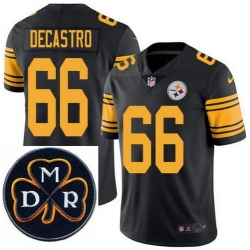 Men's Nike Pittsburgh Steelers #66 David DeCastro Elite Black Rush NFL MDR Dan Rooney Patch Jersey