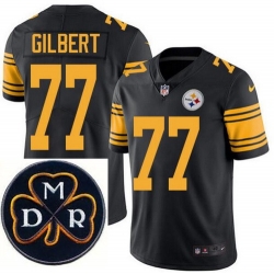 Men's Nike Pittsburgh Steelers #77 Marcus Gilbert Elite Black Rush NFL MDR Dan Rooney Patch Jersey