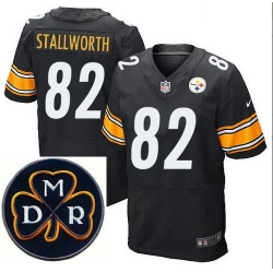 Men's Nike Pittsburgh Steelers #82 John Stallworth Elite Black NFL MDR Dan Rooney Patch Jersey