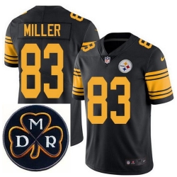 Men's Nike Pittsburgh Steelers #83 Heath Miller Elite Black Rush NFL MDR Dan Rooney Patch Jersey