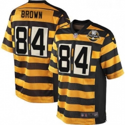 Mens Nike Pittsburgh Steelers 84 Antonio Brown Game YellowBlack Alternate 80TH Anniversary Throwback NFL Jersey