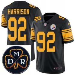 Men's Nike Pittsburgh Steelers #92 James Harrison Elite Black Rush NFL MDR Dan Rooney Patch Jersey