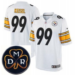 Men's Nike Pittsburgh Steelers #99 Brett Keisel White Elite MDR Dan Rooney Patch Jerseys