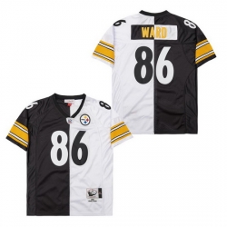 Men's Pittsburgh Steelers Hines Ward #86 White Black Split Stitched NFL Football Jersey