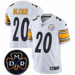 Nike Steelers #20 Rocky Bleier White Mens NFL Vapor Untouchable Limited Stitched With MDR Dan Rooney Patch Jersey