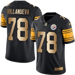 Nike Steelers #78 Alejandro Villanueva Black Mens Stitched NFL Limited Gold Rush Jersey