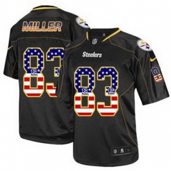 Nike Steelers #83 Heath Miller Black Mens Stitched NFL Elite USA Flag Fashion Jersey