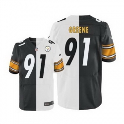 Nike Steelers #91 Kevin Greene White Black Mens Stitched NFL Elite Split Jersey