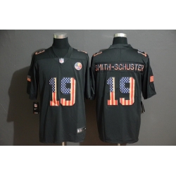 Steelers 19 JuJu Smith Schuster 2019 Black Salute To Service USA Flag Fashion Limited Jersey