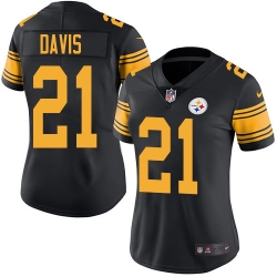 Nike Steelers #21 Sean Davis Black Womens Stitched NFL Limited Rush Jersey