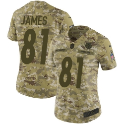 Nike Steelers #81 Jesse James Camo Women Stitched NFL Limited 2018 Salute to Service Jersey