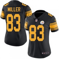 Nike Steelers #83 Heath Miller Black Womens Stitched NFL Limited Rush Jersey