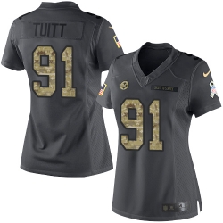 Nike Steelers #91 Stephon Tuitt Black Womens Stitched NFL Limited 2016 Salute to Service Jersey