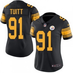 Nike Steelers #91 Stephon Tuitt Black Womens Stitched NFL Limited Rush Jersey