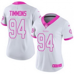 Nike Steelers #94 Lawrence Timmons White Pink Womens Stitched NFL Limited Rush Fashion Jersey