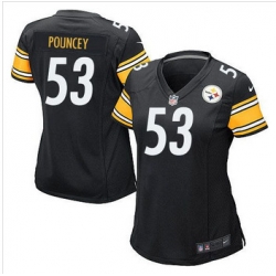 Women NEW Pittsburgh Steelers #53 Maurkice Pouncey Black Team Color Stitched NFL Elite Jersey