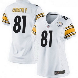 Women Nike 81 Zach Gentry Pittsburgh Steelers Game White Jersey