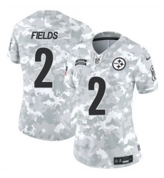 Women Pittsburgh Steelers 2 Justin Fields 2024 F U S E Arctic Camo Salute To Service Limited Stitched Football Jersey