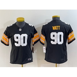 Women Pittsburgh Steelers 90 T  J  Watt Black 2023 F U S E  Stitched Football Jersey 28Run Small 29